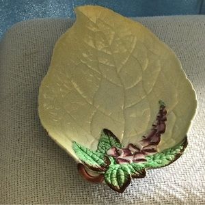 Vintage Carlton Ware Ceramic Green Leaf with Foxglove Fruit Plate